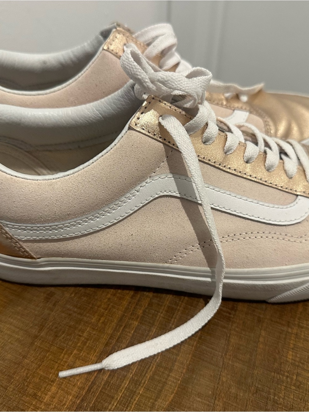 Vans Women’s Low-Top Sneakers in Blush and Rose Gold Metallic